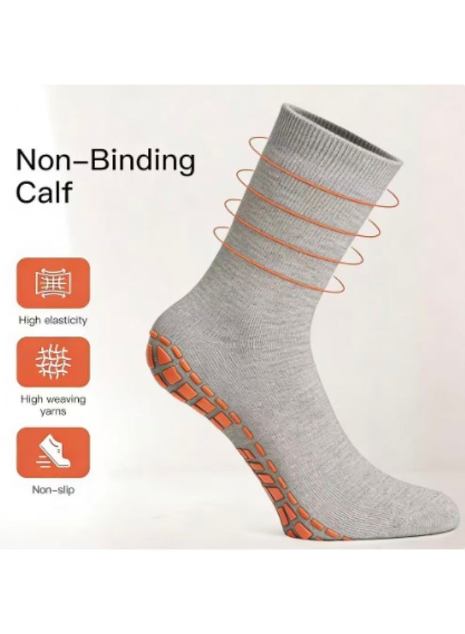 3 Pairs Men Non Slip Sticky Grips Socks Tile Wood Floors Anti-Skid Workout Yoga Pilates Hospital Slipper Socks - Image 3
